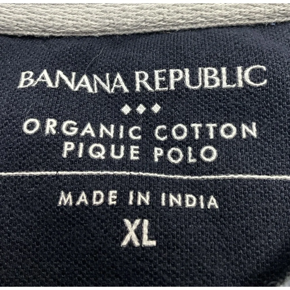 Banana Republic Men's Blue Organic‎ Cotton Short Sleeve Polo Shirt Size XL